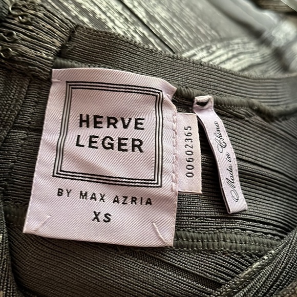 Herve Leger Colette Woodgrain Foil Bandage Gown, Gunmetal size XS - Picture 4 of 5